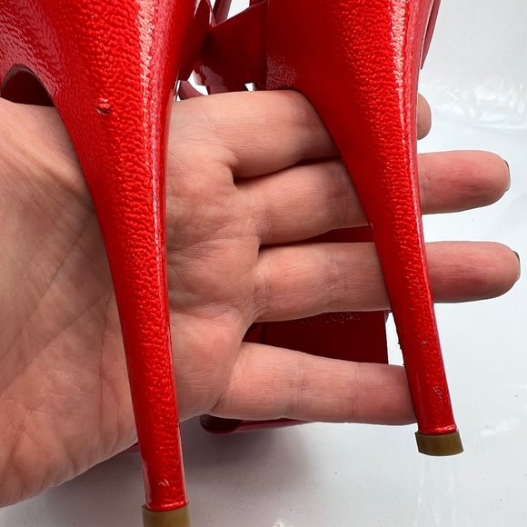 YSL Yves Saint Laurent Tribute Red Patent Sandals 37 - Picture 9 of 16